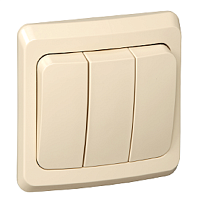 Выключатель с рамкой Systeme Electric Этюд 3-кл. кремовый картинка